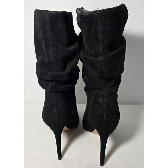 Schutz Ashlee Up Boots Suede Leather Black 9 B Slouchy Stilettos - Picture 6 of 10